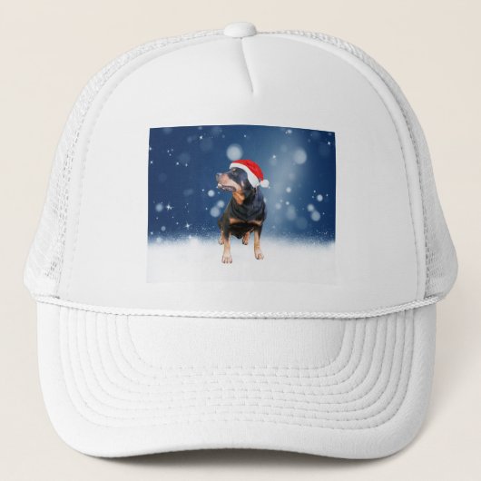 Niedlich Rottweiler Hund Weihnachten Weihnachtsman Truckerkappe (Vorderseite)