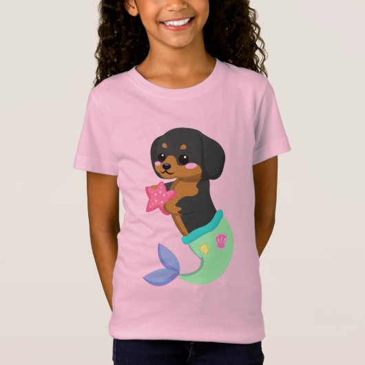 Niedlich Rottweiler Meerjungfrau Welpe Hund Kinder T-Shirt (Vorderseite)