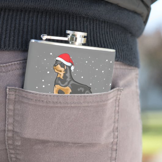 Niedlich Rottweiler Weihnachtsmannmütze Frohe Weih Flachmann (Beispiel)