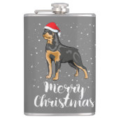 Niedlich Rottweiler Weihnachtsmannmütze Frohe Weih Flachmann (Vorderseite)