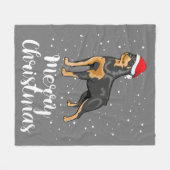 Niedlich Rottweiler Weihnachtsmannmütze Frohe Weih Fleecedecke (Vorderseite (Horizontal))