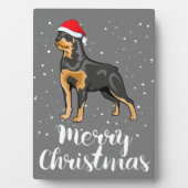 Niedlich Rottweiler Weihnachtsmannmütze Frohe Weih Fotoplatte (Vorderseite)