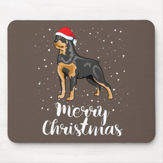 Niedlich Rottweiler Weihnachtsmannmütze Frohe Weih Mousepad (Vorne)