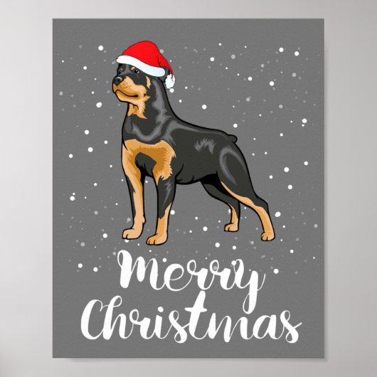 Niedlich Rottweiler Weihnachtsmannmütze Frohe Weih Poster (Vorne)