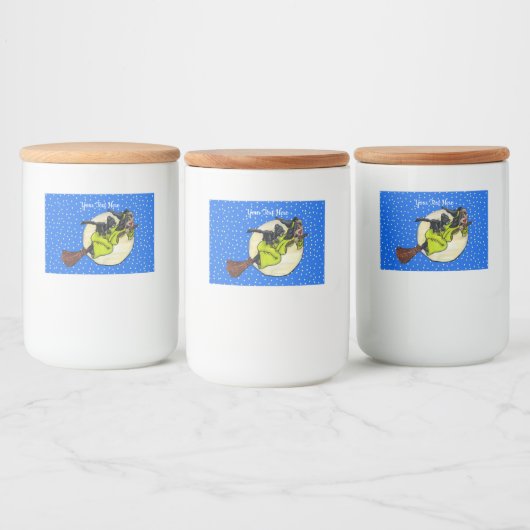 Niedlich Rotzunge Grünes Kleid auf Broom Cat Moon  Lebensmitteletikett (Flaschen)