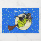 Niedlich Rotzunge Grünes Kleid auf Broom Cat Moon  Lebensmitteletikett (Einzelnes Label)
