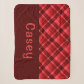 Niedlich Ruby Red Kariert Monogram Small Sherpa Bl Sherpadecke (Vorderseite)