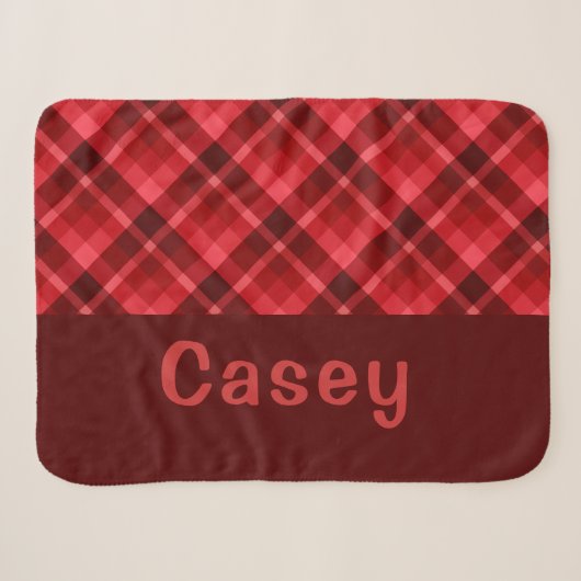 Niedlich Ruby Red Kariert Monogram Small Sherpa Bl Sherpadecke (Vorderseite (Horizontal))