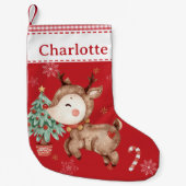 Niedlich Rudolph Red Nose Reindeer Red Gingham Kleiner Weihnachtsstrumpf (Vorderseite)