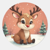 niedlich Rudolph Runder Aufkleber (Vorderseite)