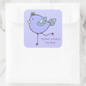 Niedlich Runnin Bird Dieses Buch gehört Buchzeiche Quadratischer Aufkleber (Tasche)