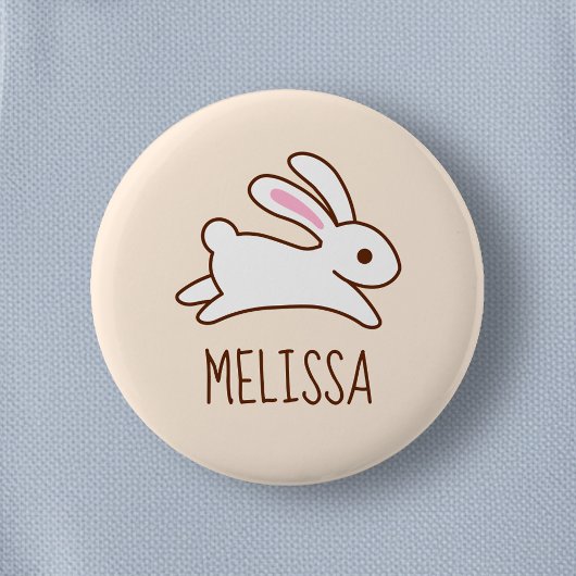 Niedlich Running Bunny Rabbit Individuelle Name Be Button