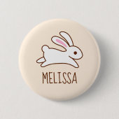 Niedlich Running Bunny Rabbit Individuelle Name Be Button (Vorderseite)