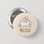 Niedlich Running Bunny Rabbit Individuelle Name Be Button (Vorne & Hinten)