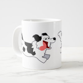 Niedlich Running Cartoon Border Collie Jumbo Tasse
