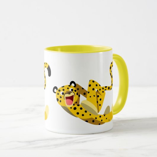 Niedlich Running Cartoon Cheetah Tasse (VorderseiteRechts)