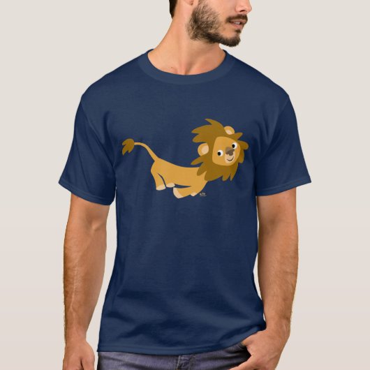 Niedlich Running Cartoon Lion T-Shirt (Vorderseite)