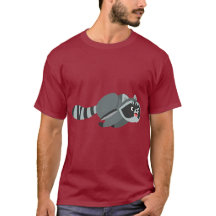 Niedlich Running Cartoon Raccoon T - Shirt