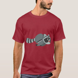 Niedlich Running Cartoon Raccoon T - Shirt
