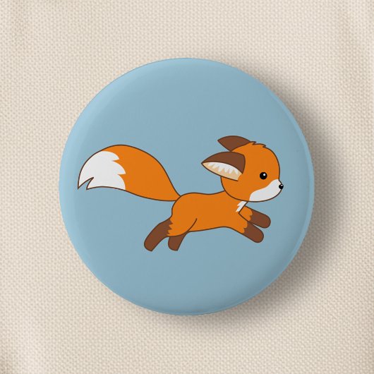 Niedlich Running Fox auf blau Button