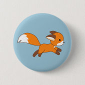 Niedlich Running Fox auf blau Button (Vorderseite)