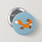 Niedlich Running Fox auf blau Button (Vorne & Hinten)