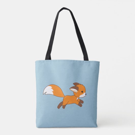 Niedlich Running Fox auf blau Tasche (Rückseite)