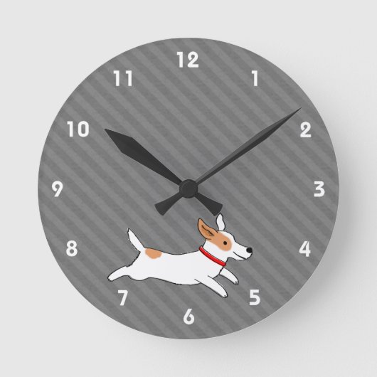 Niedlich Running Jack Russell Terrier Cartoon Dog Runde Wanduhr (Vorderseite)