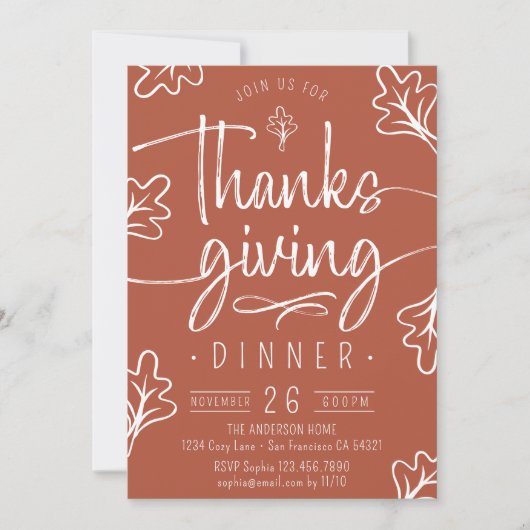 Niedlich rustikale Erntedank Dinner Script Herbstl Einladung (Vorderseite)