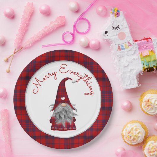 Niedlich Rustikale frohe Weihnachten Karierter Gen Pappteller (Party)