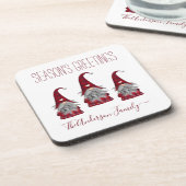 Niedlich Rustikale Karierte Personalisierte Weihna Getränkeuntersetzer (Linke Seite)