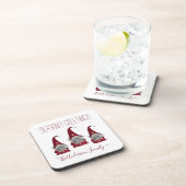 Niedlich Rustikale Karierte Personalisierte Weihna Getränkeuntersetzer (Rechte Seite)