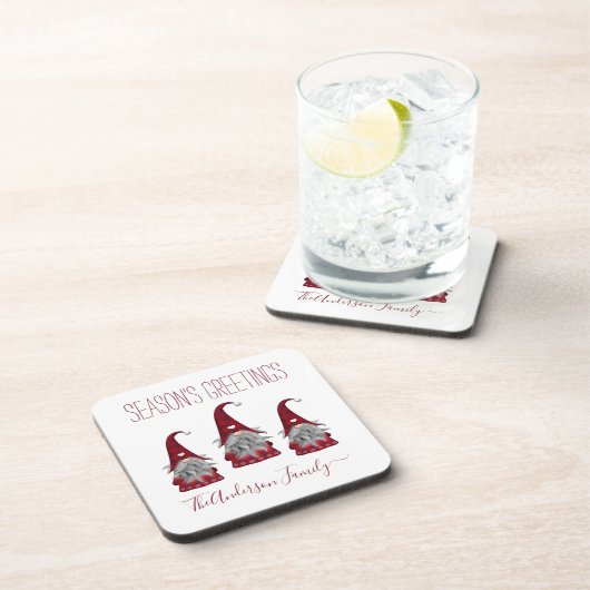 Niedlich Rustikale Karierte Personalisierte Weihna Getränkeuntersetzer (Rechte Seite)