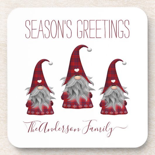 Niedlich Rustikale Karierte Personalisierte Weihna Getränkeuntersetzer (Vorderseite)