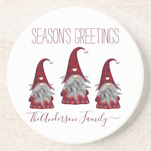 Niedlich Rustikale Karierte Personalisierte Weihna Getränkeuntersetzer (Vorne)