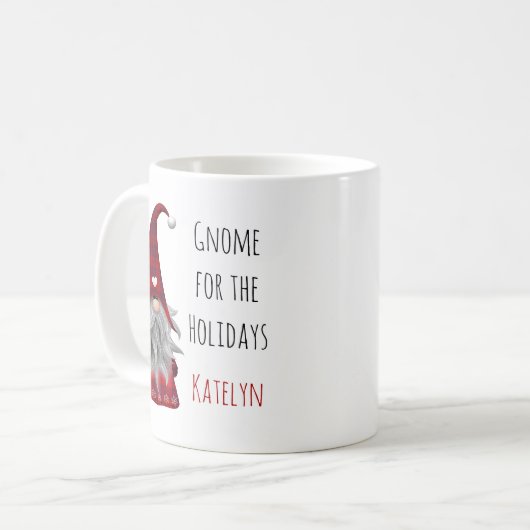 Niedlich Rustikale Personalisierte Weihnachtsgnome Kaffeetasse (Vorderseite Links)