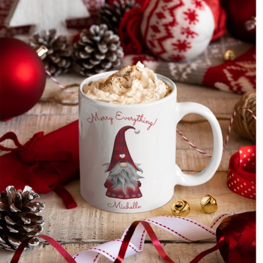Niedlich Rustikale Personalisierte Weihnachtsgnome Kaffeetasse