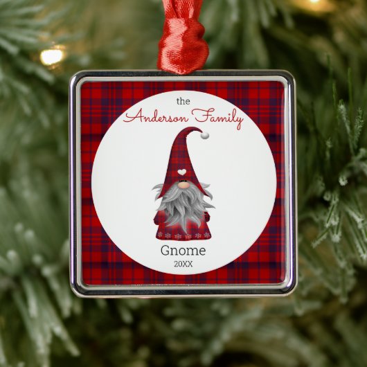 Niedlich Rustikale Personalisierte Weihnachtsgnome Ornament Aus Metall (Baum)