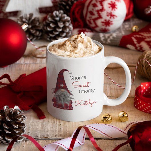 Niedlich Rustikale Personalisierte Weihnachtsgnome Tasse