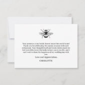 Niedlich Rustikale Wildblume Bee Brautparty Vielen Mitteilungskarte (Rückseite)