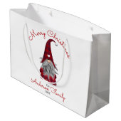 Niedlich rustikaler Familienname Frohe Weihnachtsb Große Geschenktüte (Rückseite Schrägansicht)