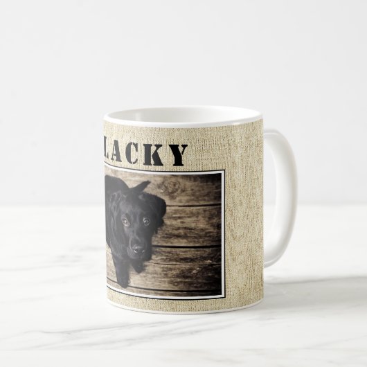 Niedlich Rustikaler Hund Welpen Foto und Hundename Kaffeetasse (VorderseiteRechts)