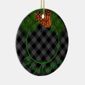 Niedlich Rustikaler, schwarz-grauer Kiefernkegel Keramik Ornament (Rechts)