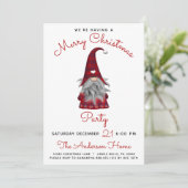 Niedlich Rustikales fröhliches Party Kariert Gnome Einladung (Stehend Vorderseite)