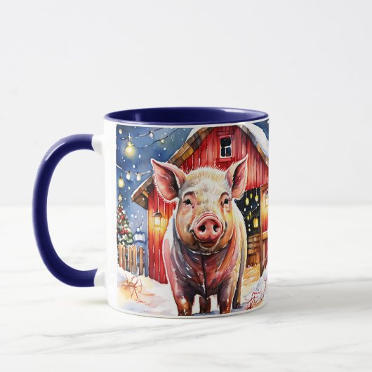 Niedlich Rustikales Weihnachtsschwein Tasse (Links)