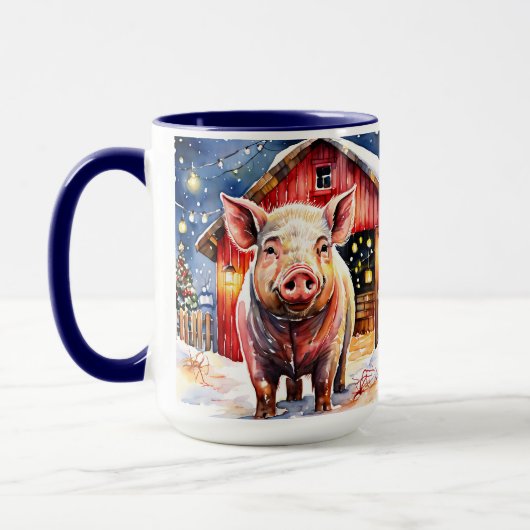 Niedlich Rustikales Weihnachtsschwein Tasse (Links)