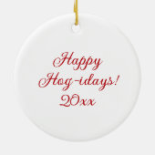 Niedlich Rustikales Weihnachtsschwein und Stall Pe Keramik Ornament (Hinten)