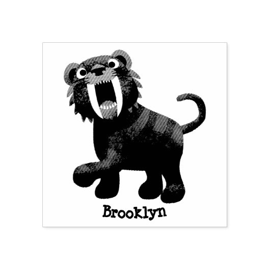 Niedlich Saber Toothy Tiger Smilodon Cartoon Rubbe Gummistempel (Prägung)