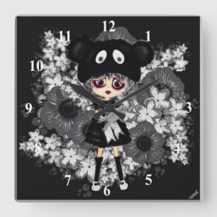 Niedlich Sad Gothic Girl Kawaii PinkyP von Leah G Quadratische Wanduhr