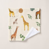 Niedlich Safari Africa Themed Giraffe Beige Tribal Badhandtuch Set (Waschlappen)